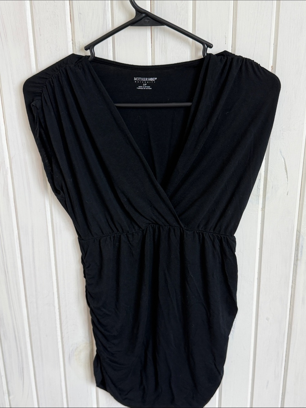 Motherhood Maternity Black Ruched V-Neck Maternity Top